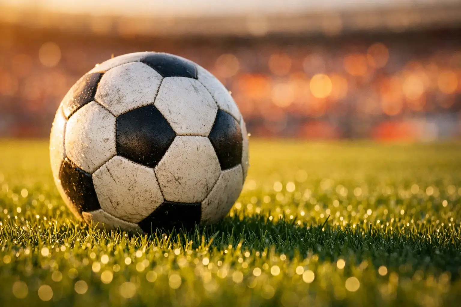 Pallone da calcio professionale su erba verde dello stadio