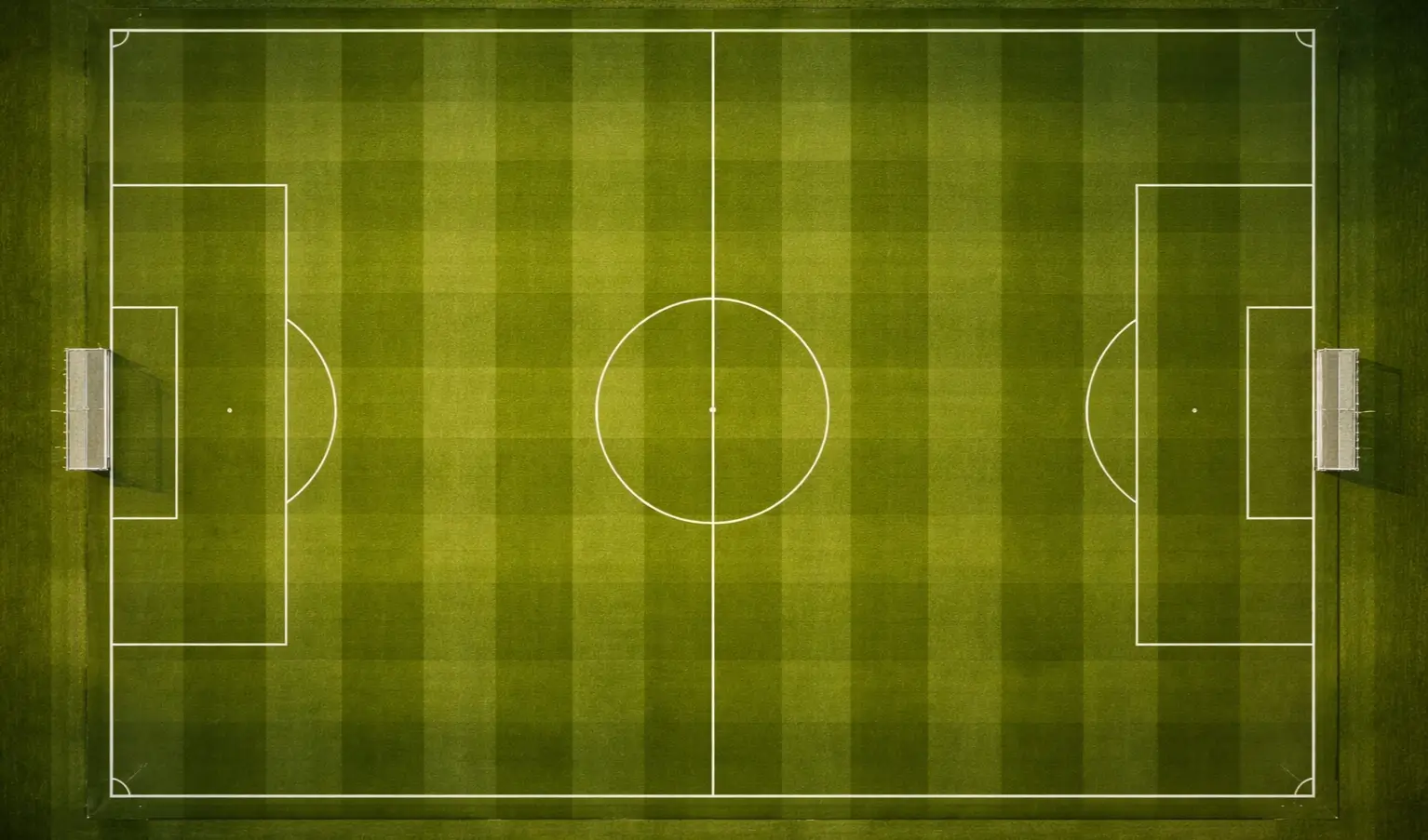 Campo da calcio professionale con erba perfetta e linee bianche