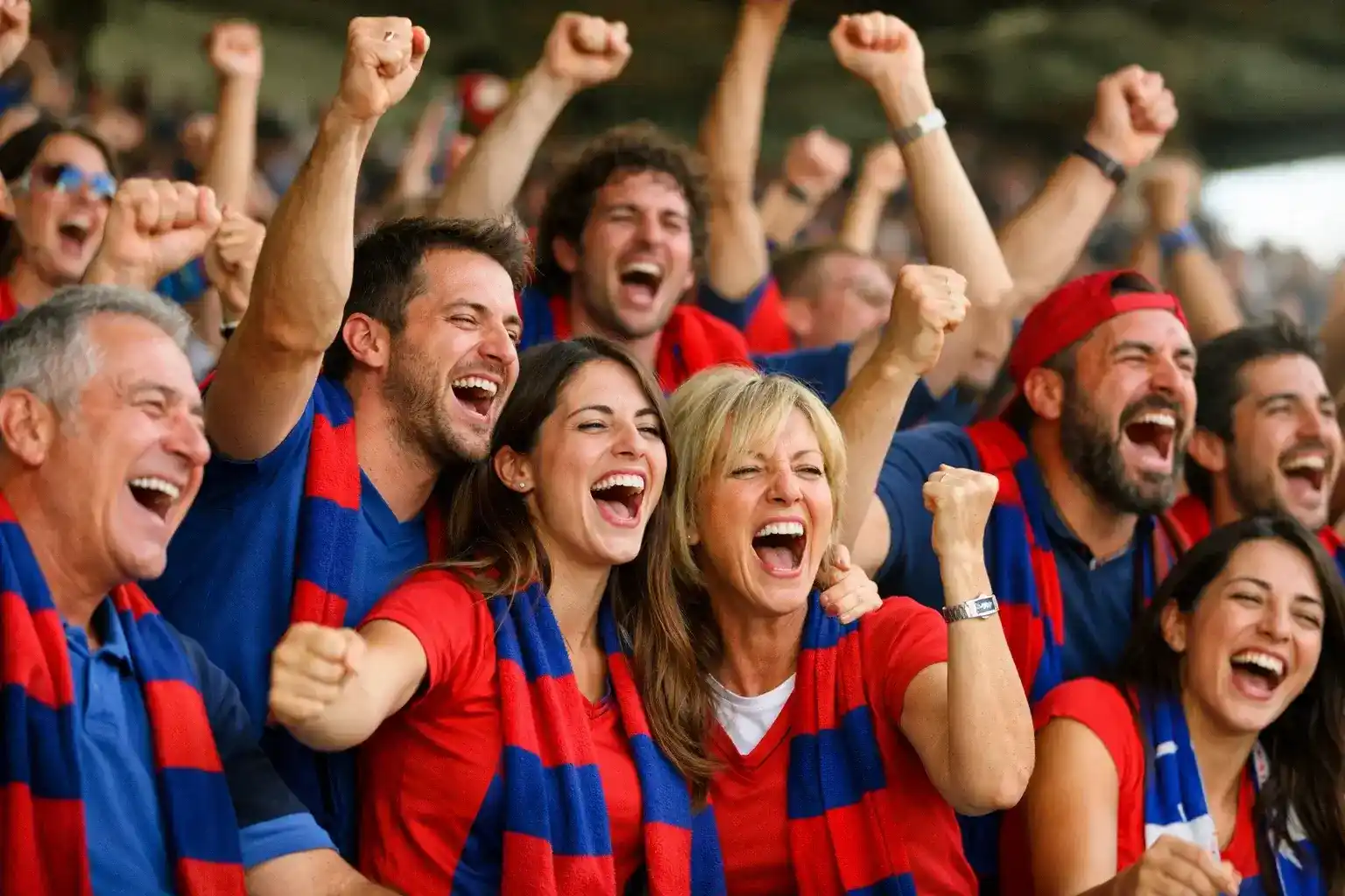 Tifosi che esultano allo stadio durante una partita di calcio